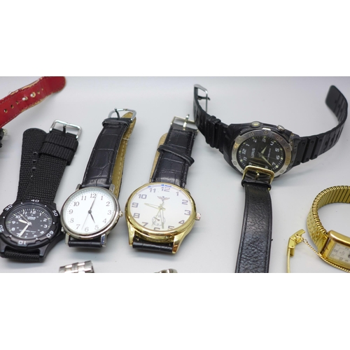 863 - A collection of wristwatches including Casio digital