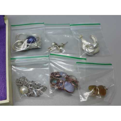 874 - 925 sterling silver earrings, bracelets and necklaces