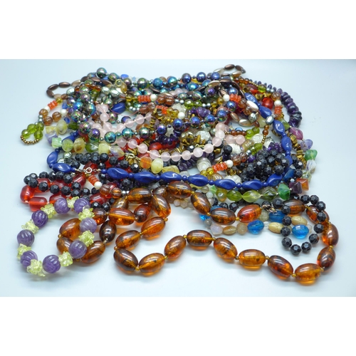 886 - Bead necklets including hardstone and vintage