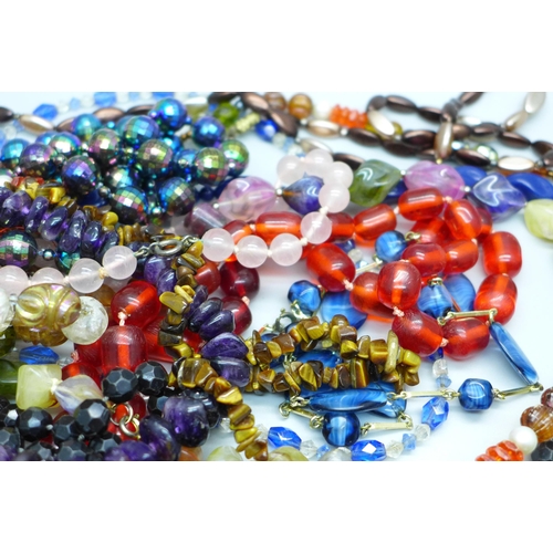 886 - Bead necklets including hardstone and vintage