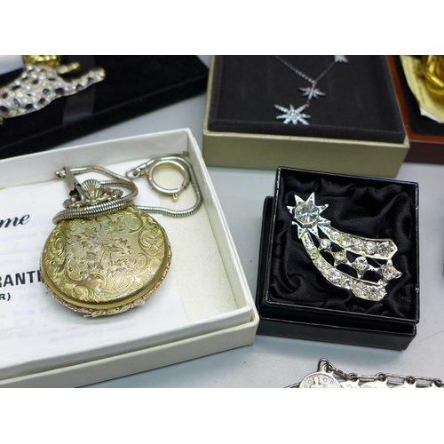 890 - A silver pendant and chain, a coin bracelet, a pair of silver cufflinks, a panther brooch, a cameo b... 