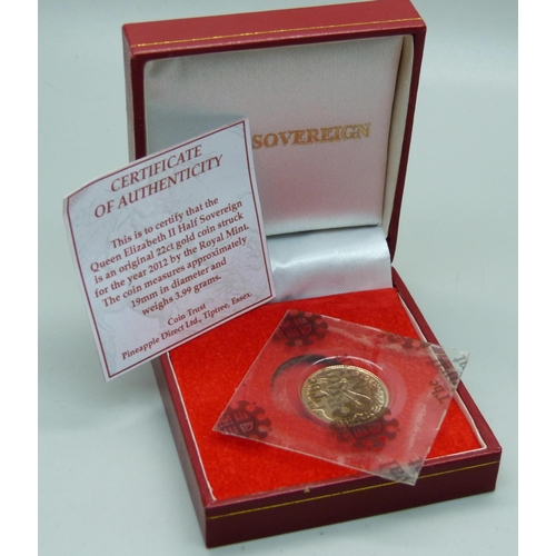 897 - A 2012 gold half-sovereign