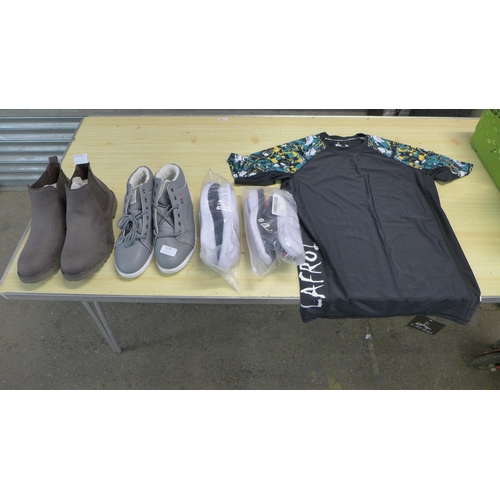 2345 - Four pairs of men's and women's mixed trainers and boots in different sizes and a Lafroi running com... 