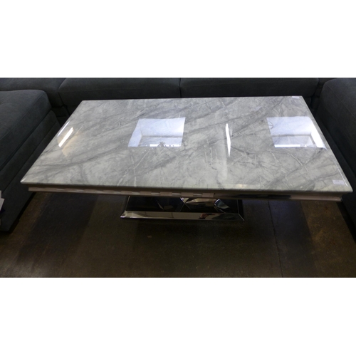 1454 - A marble effect coffee table with chrome base