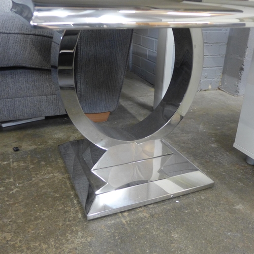 1460 - A marble effect lamp table with chrome base