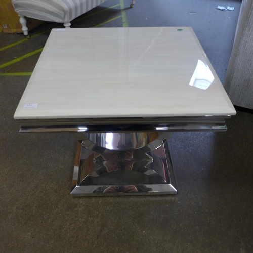 1463 - A marble effect lamp table with chrome base