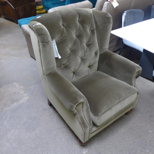 1468 - A Buckingham moss green velvet wingback armchair * this lot is subject to VAT - RRP £959