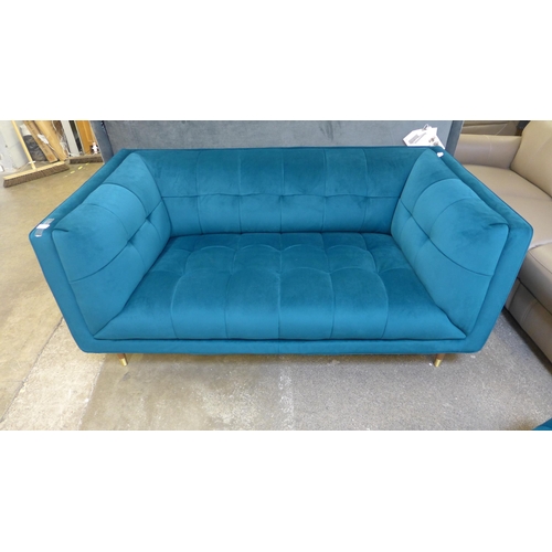 1484 - A Grace turquoise velvet 2.5 seater sofa * this lot is subject to VAT RRP £1349