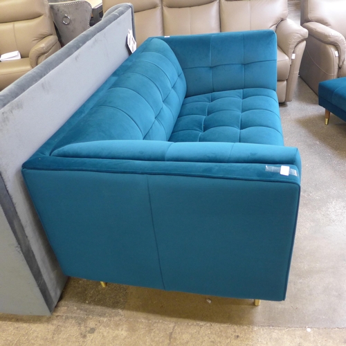 1484 - A Grace turquoise velvet 2.5 seater sofa * this lot is subject to VAT RRP £1349