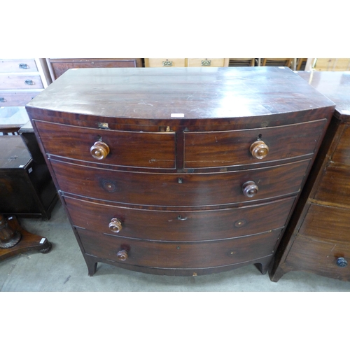 142 - A George III mahogany bow front chest of drawers