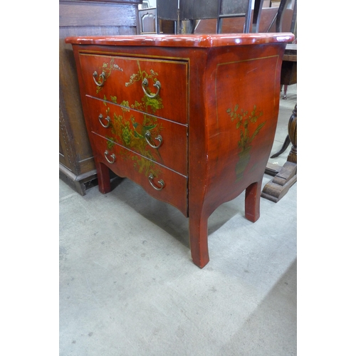 156 - A scarlet Japanned chest of drawers