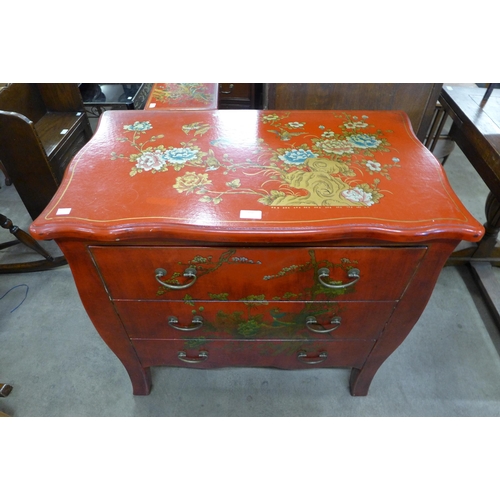 156 - A scarlet Japanned chest of drawers