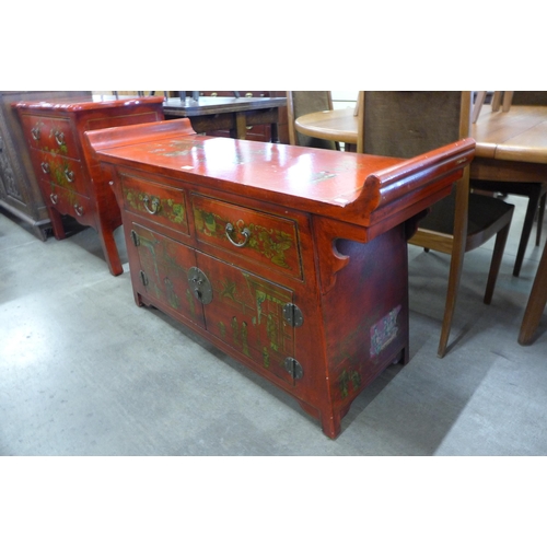 157 - A scarlet Japanned alter style sideboard