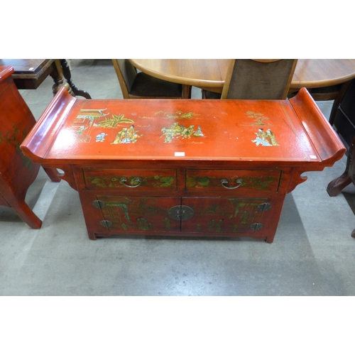 157 - A scarlet Japanned alter style sideboard