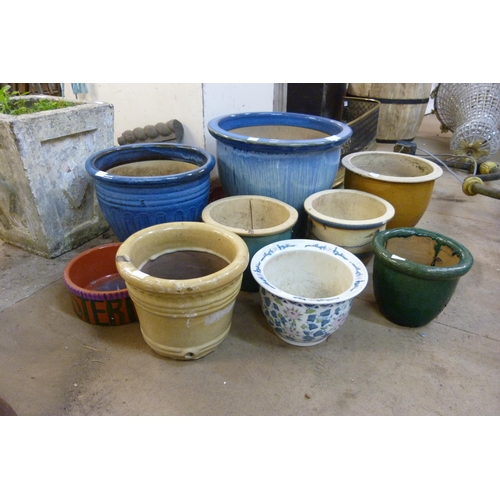 261 - Assorted glazed garden plant pots