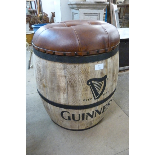 272 - A beech and leather topped Guinness barrel advertising stool