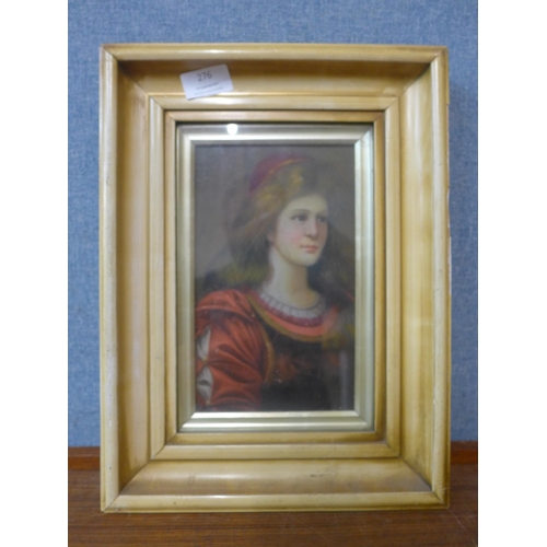 276 - Continental School, portrait of a young lady in 17th Century dress, oil on board, framed