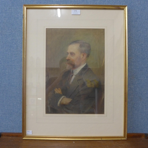 278 - English School, portrait of a gentleman, watercolour, framed