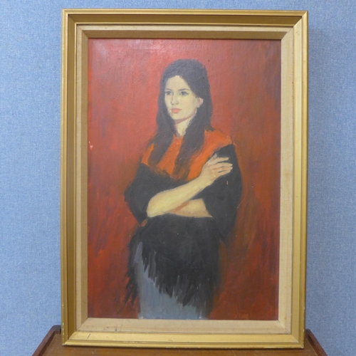 283 - British School, portrait of a young lady, oil on canvas, framed