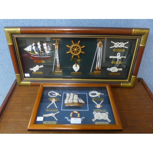 297 - Two framed nautical knot dioramas