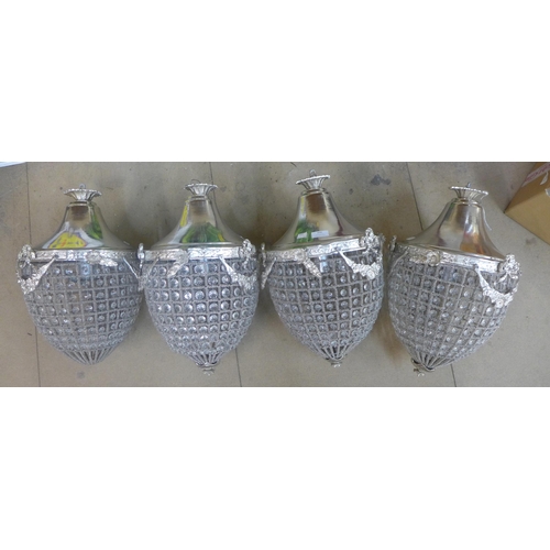 306 - A set of four French Empire style pear shaped chandeliers