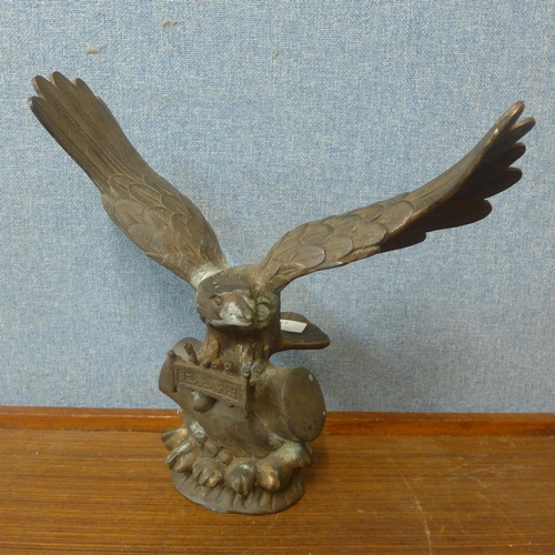 337 - An oriental bronze figure of an eagle