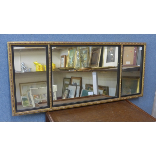 344 - A Regency style gilt framed triptych mirror