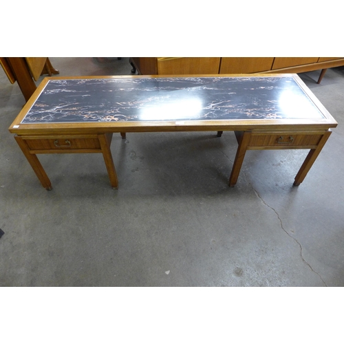 62 - A G-Plan afromosia and granite effect Formica topped coffee table