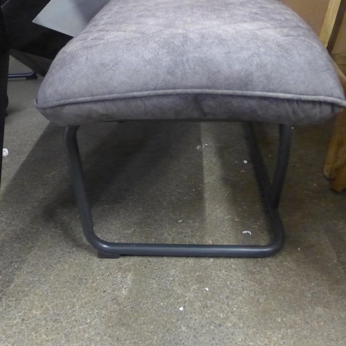 1438 - A Hoxton 175cm dining table with two grey velvet chairs and a bench * this lot is subject to VAT