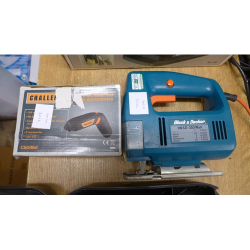 2012 - Black and Decker HP122 12v drill - W - with charger, Black and Decker jigsaw DN531, Black and Decker... 