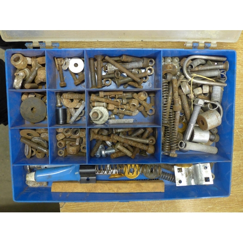 2049 - 3 Boxes of mixed drill sets, sockets, nuts and bolts, etc.