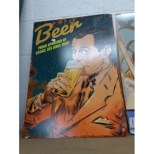 2075 - A tin humorous beer sign