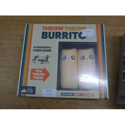 2123 - A car spycam (wifi control) and a Throw Throw Burrito card game