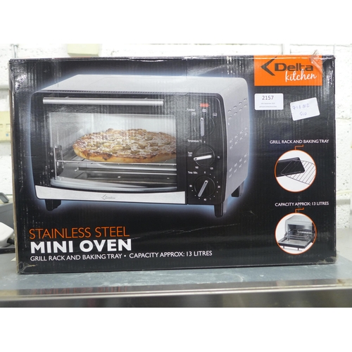 2157 - A Delta Kitchen stainless steel mini 1.3 ltr oven (boxed)