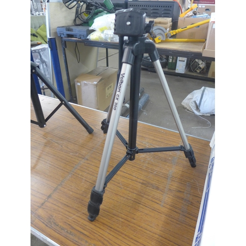 2342 - A Velbon CX-300 lightweight tripod, boxed and a Pulse tripod laptop stand