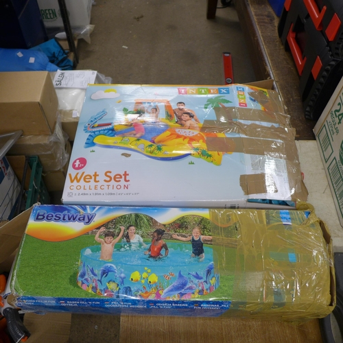 2408 - A Bestway swimming pool and an Intex Wet Set child's play set