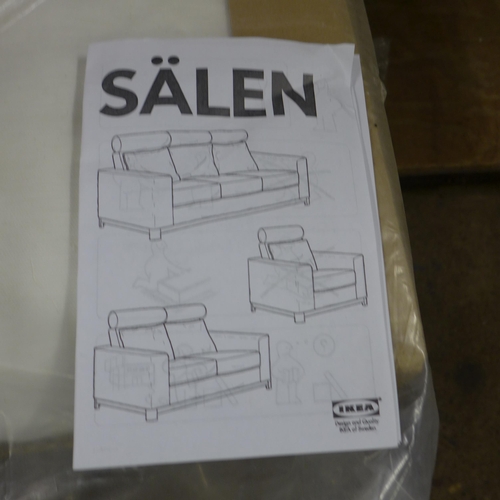 2412 - Two sets of Ikea Salen sofa cushion covers and three M & S cane pendant light fittings