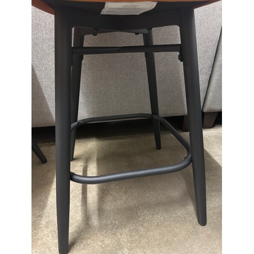 1375 - A pair of Endeson burnt orange velvet bar stools