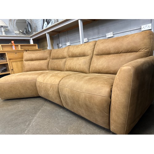 1478 - A Hudson tan leather power reclining corner sofa/chaise * this lot is subject to VAT RRP £4199