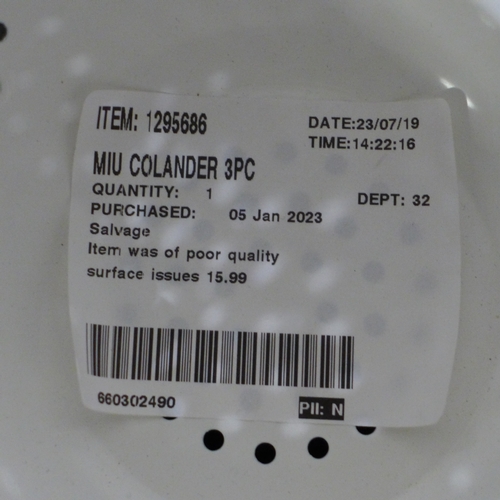 3005 - Miu 3pc Colander set (303-274) * This lot is subject to VAT