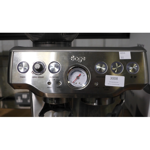 3008 - Sage Pump Coffee Machine, original RRP £449.99 + VAT (303-257) * This lot is subject to VAT