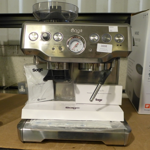 3008 - Sage Pump Coffee Machine, original RRP £449.99 + VAT (303-257) * This lot is subject to VAT