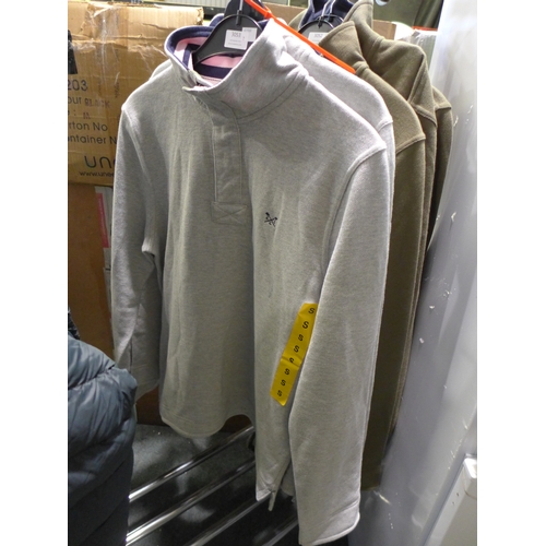 3053 - Two men's grey pullovers by Crew Clothing, sizes S & M  * This lot is subject to VAT