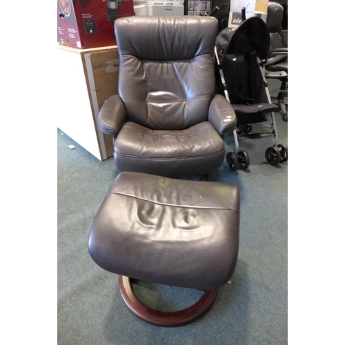 3062 - Brown swivel occasional chair and matching footstool