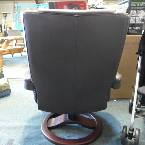 3062 - Brown swivel occasional chair and matching footstool