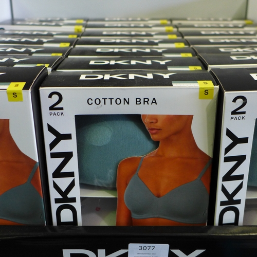 3077 - Quantity of ladies green and grey DKNY cotton bras - Size S  * This lot is subject to VAT