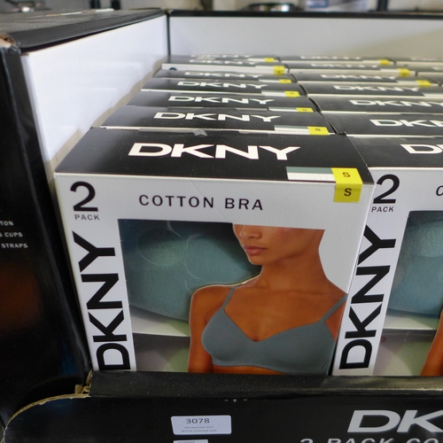 3078 - Quantity of ladies green and grey DKNY cotton bras - Size S  * This lot is subject to VAT