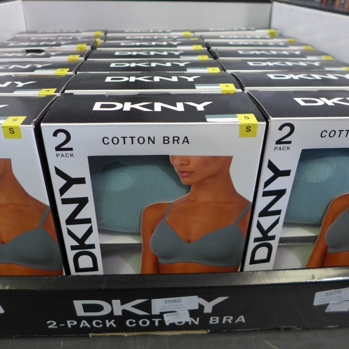 3080 - Quantity of ladies green and grey DKNY cotton bras - Size S  * This lot is subject to VAT