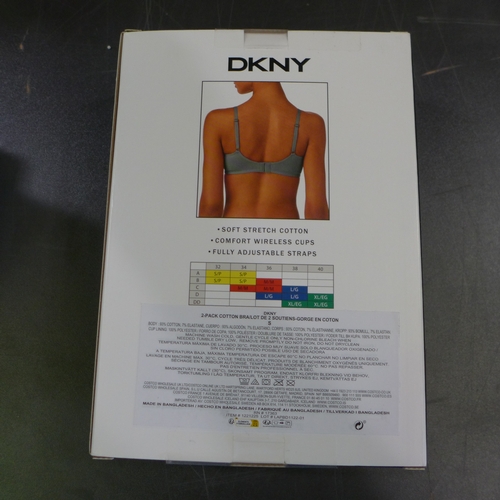 3081 - Quantity of ladies green and grey DKNY cotton bras - Size S  * This lot is subject to VAT