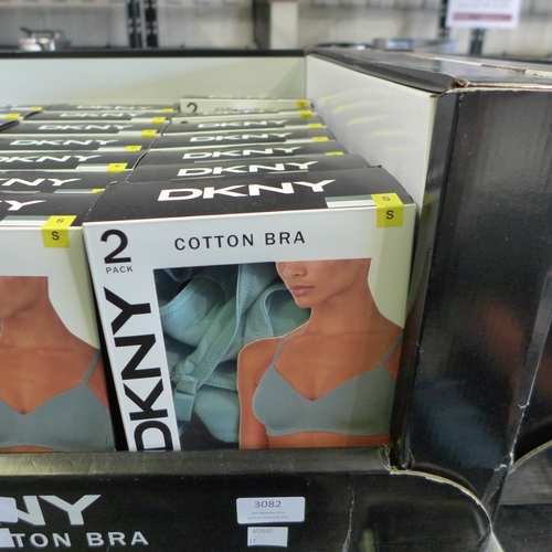 3082 - Quantity of ladies green and grey DKNY cotton bras - Size S  * This lot is subject to VAT